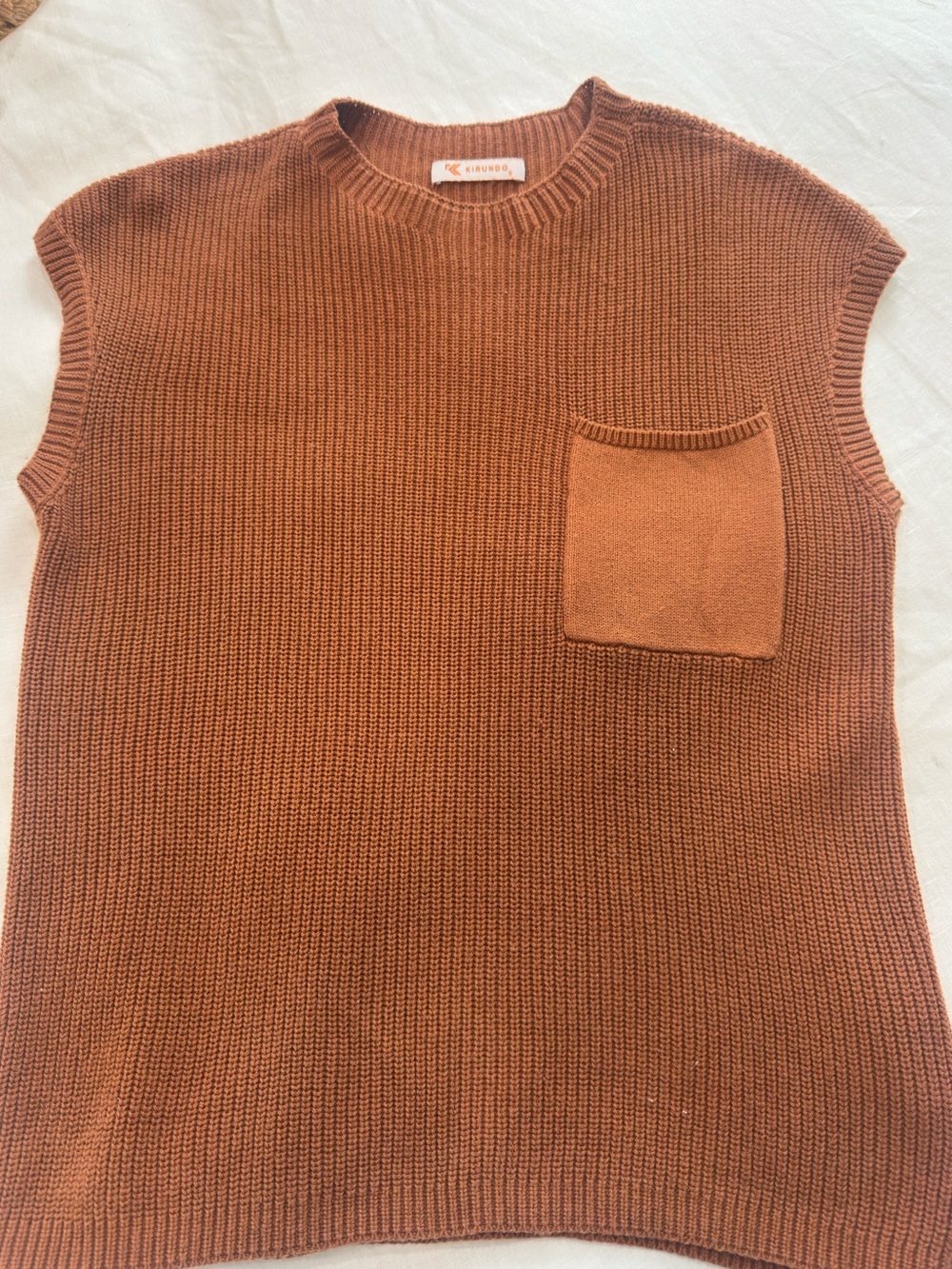 Women's Rust Brown Sleeveless Crewneck Knit Vest